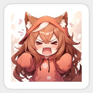 chibi girl wear fox hoodie Sticker